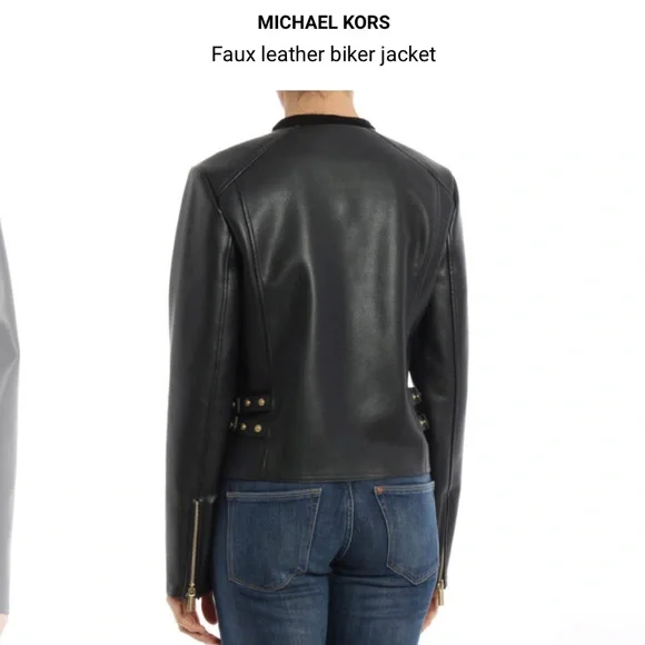 Michael KORS Faux Leather Biker Jacket Size L